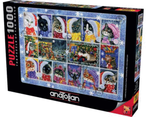 ROMPECABEZAS 1000 PZAS CHRISTMAS CAT STAMP COLLECTION ANATOLIAN